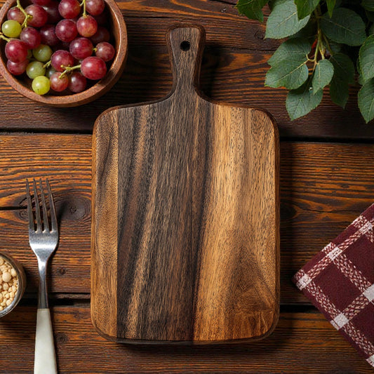 Qelnu Acacia Wood Serving & Cutting Board with Handle